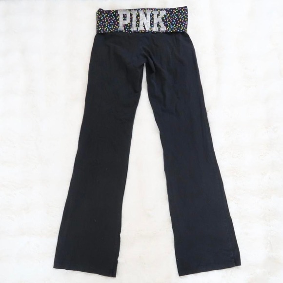Victoria's Secret PINK Pants - victoria's secret pink heart fold over flare yoga pants